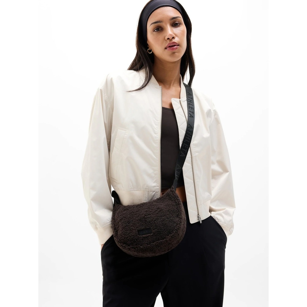 Athleta Crossbody Crescent Bag Truffle All About Sherpa Mini Adjustable NWT